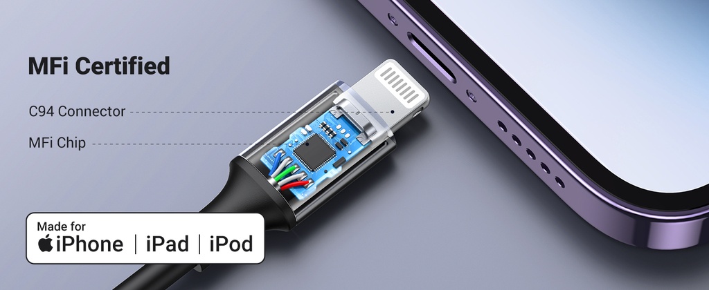 CABLE USB-C LIGHTNING NICKEL UGREEN 