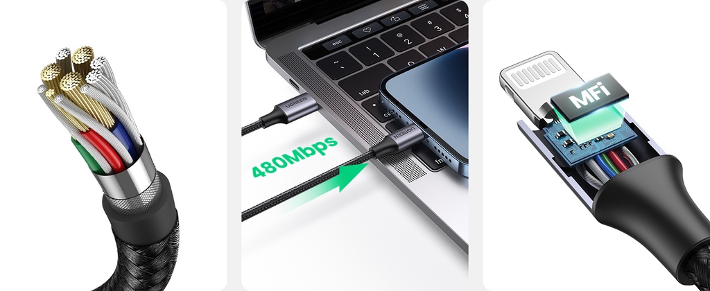 CABLE USB-C LIGHTNING SHELL UGREEN  